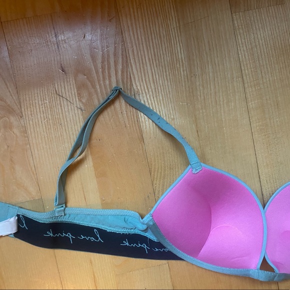 PINK pale green/teal Push-Up Bra. Size 32A. - Picture 3 of 4
